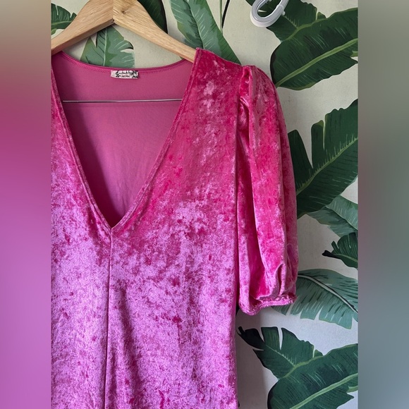 Free People Womens Pink Don't You Wish Crushed Velvet Bodysuit medium - Picture 6 of 10